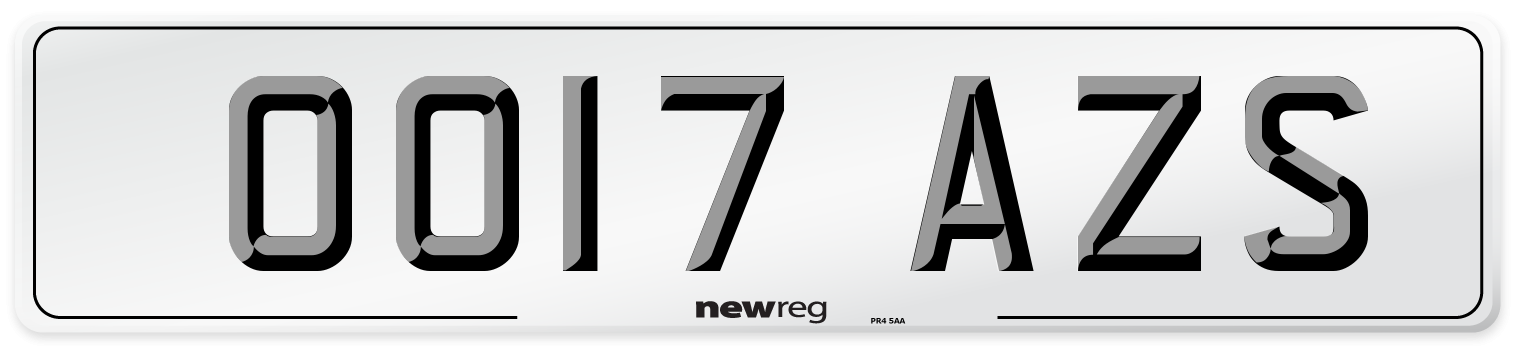 OO17 AZS Number Plate from New Reg